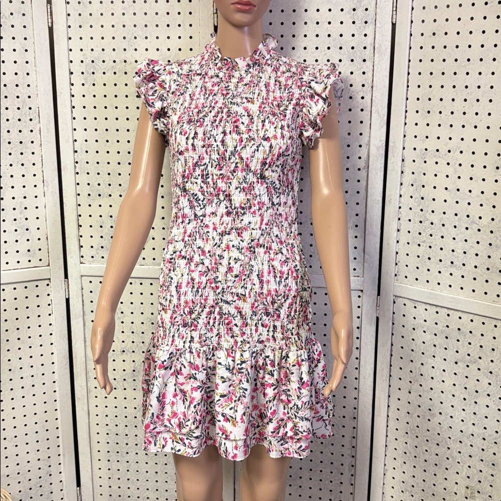 French Connection White Dress with Pink Floral Print